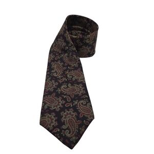 Don Loper Vintage Men's Neck Tie Italian Silk Paisley Black Multi Colorful